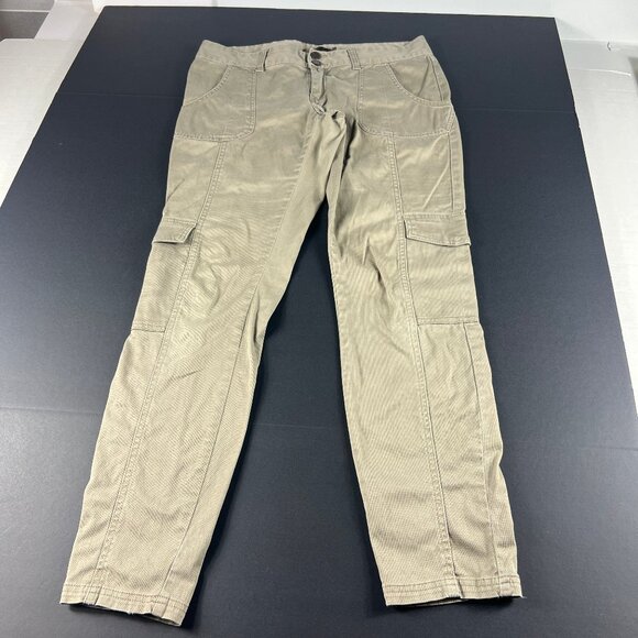 PrAna Pants Women's 34x30* Low Rise Cargo Tan Faded Hiking Stretch Tag 10 - Picture 1 of 16